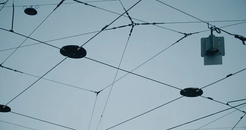 Tram electricity line Stock Footage 87686181