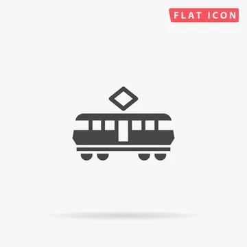 Tram flat vector icon Stock Illustration