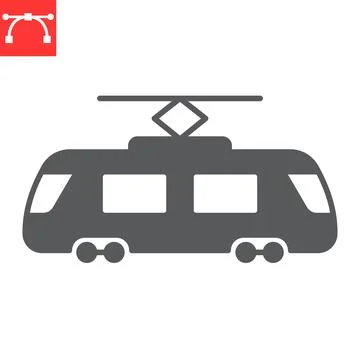 Tram glyph icon Stock Illustration