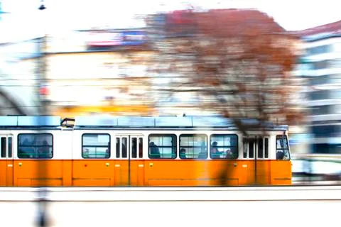 Tram going Foto stock