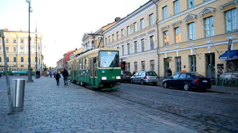 Tram in Helsinki Stock Footage