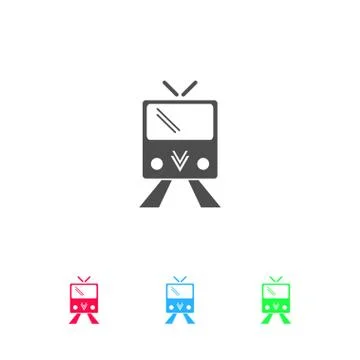 Tram icon flat Stock Illustration