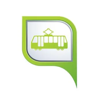 Tram icon on green map pointer Stock Illustration