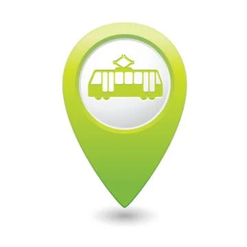 Tram icon green map pointer Stock Illustration