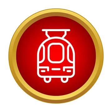 Tram icon inside red circle symbolizing public transport Stock Illustration