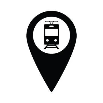 Tram icon on map pointer sign navigation symbol Stock Illustration
