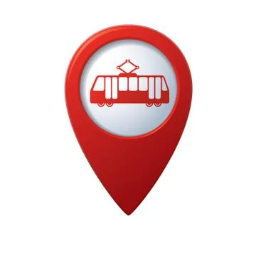 Tram icon red map pointer Illustrazione stock
