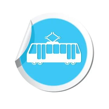 Tram icon round blue Stock Illustration