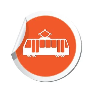 Tram icon round orange Stock Illustration
