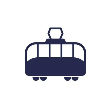 Tram icon, side view, vector Stock Illustration