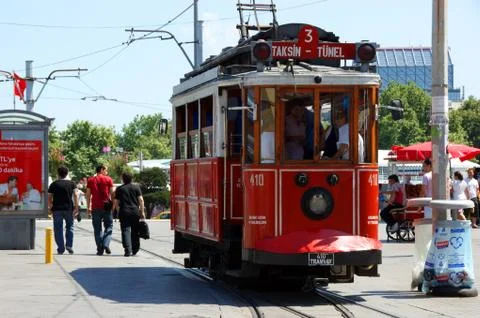 Tram in Istanbul. line 3 that reaches Taksim Square Stock Photos