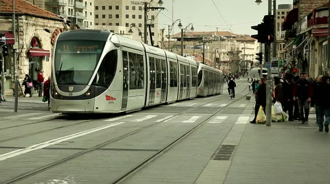 Tram of Jerusalem 1 Stock Footage 49700806