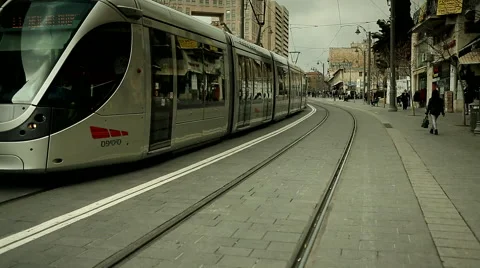 Tram of Jerusalem 2 Stock Footage 49701088