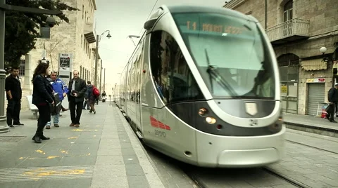 Tram of Jerusalem 6 Stock Footage 49703619