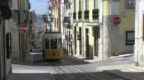 Tram in Lisbon Stock Footage 24864172