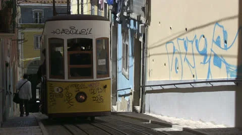 Tram in Lisbon Stock Footage 24975438