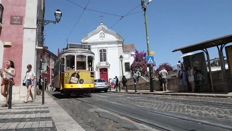 Tram in Lisbon Stock Footage 136579109
