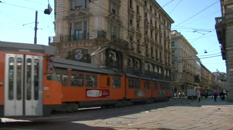 Tram in Milan 03 Stock Footage 476320