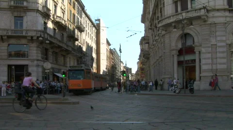 Tram in Milan 08 Stock Footage 476455