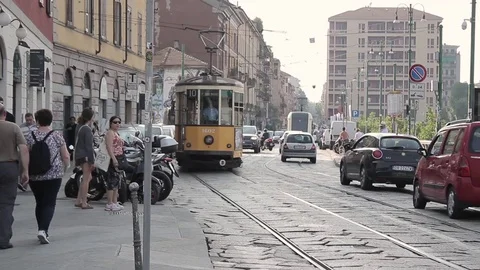 Tram in Milan Stock Footage 74062674