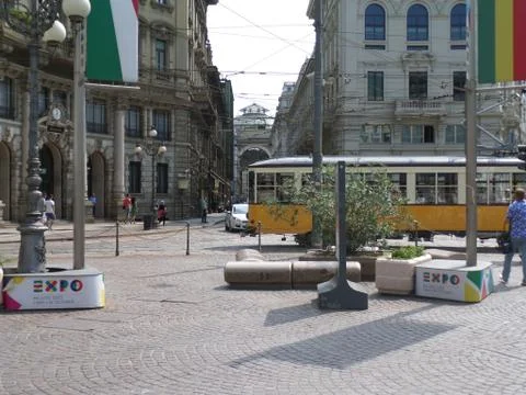 Tram in Milan Foto stock
