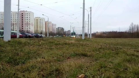 Tram in Minsk motion Stock Footage 98706197
