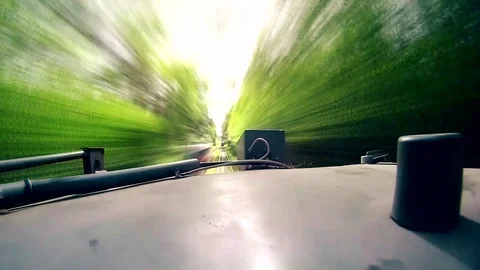 Tram moving in natural environment, view from the top Stock Footage 69777430
