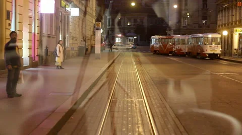 Tram in the night Video stock 1097807
