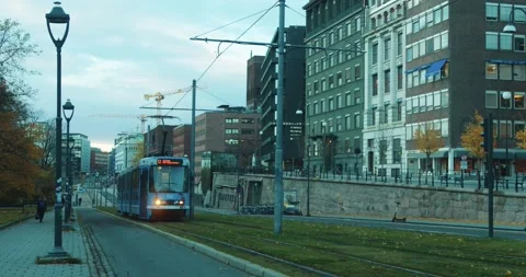 Tram in Oslo Stock Footage 143163295