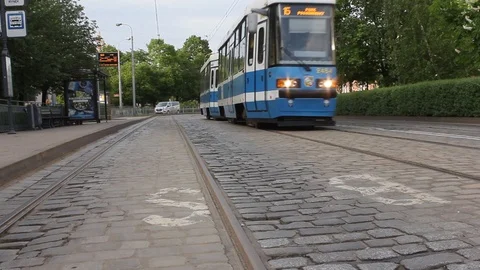 The tram passes Stock Footage 89068660