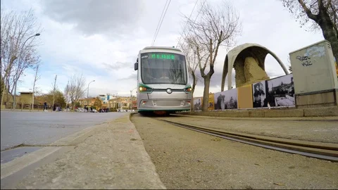 Tram passing in city Stock Footage 103115088