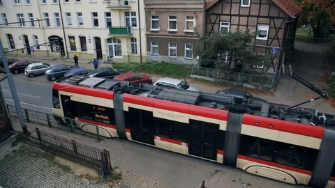 Tram passing by Stock Footage 69165573
