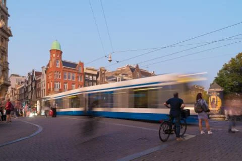 Tram passing by Stock Photos