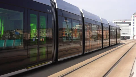 Tram passing the pont Stock Footage 220874339