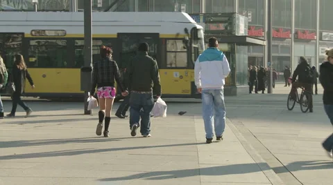 Tram passing on the street Video stock 1090140