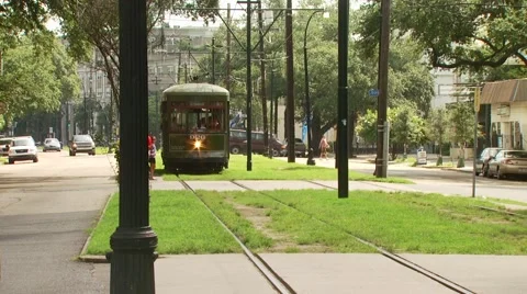 Tram passing on street Video stock 54593283
