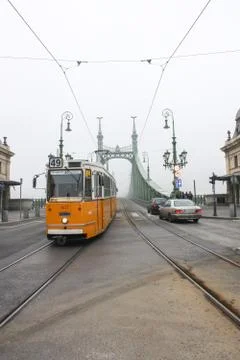 Tram passing through Budapest Stock Photos