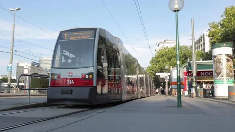 Tram passing in Vienna Stock Footage 148434033