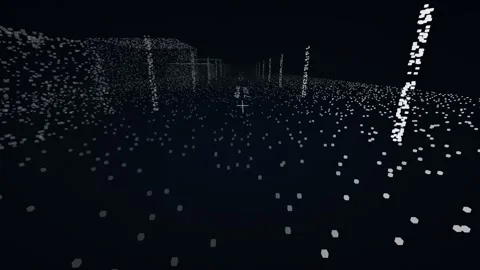 Tram platform gauge clearance annotated point cloud station level survey Stock Footage 343121135