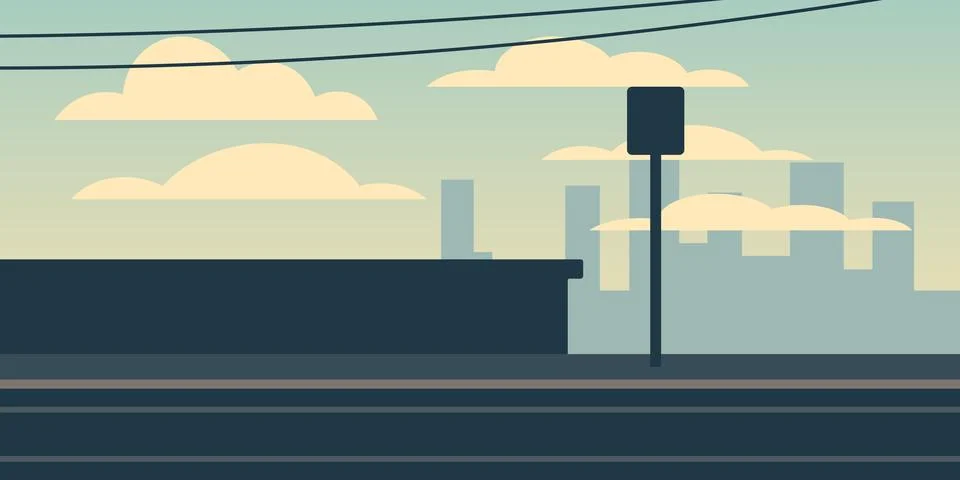 Tram platform Illustrazione stock