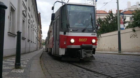 Tram in Prague Stock Footage 40768149