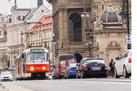 Tram in Prague Stock Photos