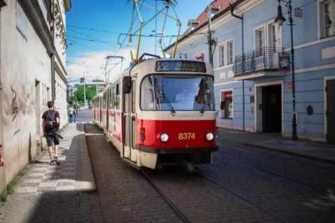 Tram in Prague Stock Photos