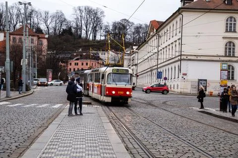 Tram in Prague Stock Photos