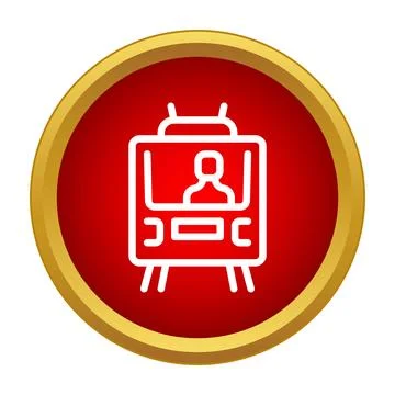 Tram public transport mode of operation icon button Stock Illustration