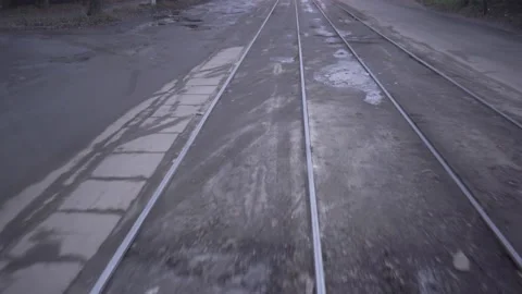 Tram rails from the tram window Vidéo 147342517