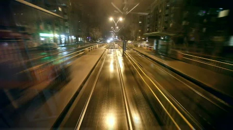 Tram Rear Window View 스톡 동영상 664673