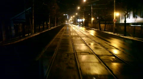 Tram Rear Window View Vídeo Stock 664675