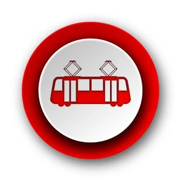 Tram red modern web icon on white background. Stock Illustration