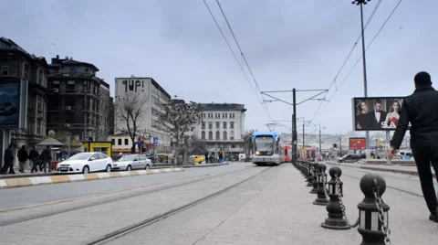 Tram rides through the city Video stock 63061026